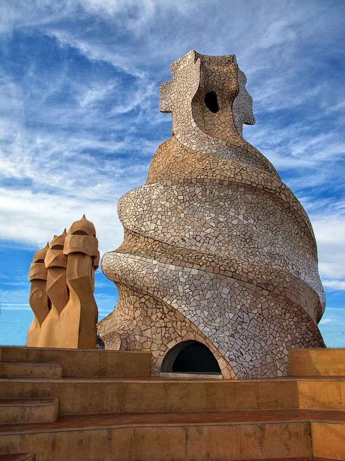 Four Chimneys of the Pedrera Photograph by Dave Mills
