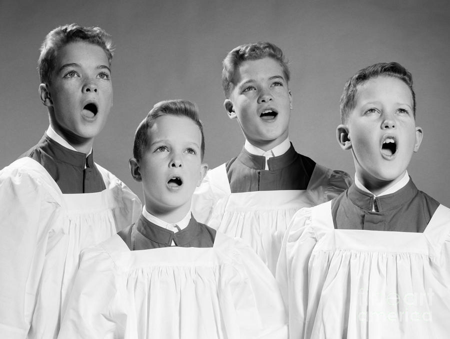 Four Choir Boys Singing, C.1950-60s Photograph by H. Armstrong Roberts/ClassicStock