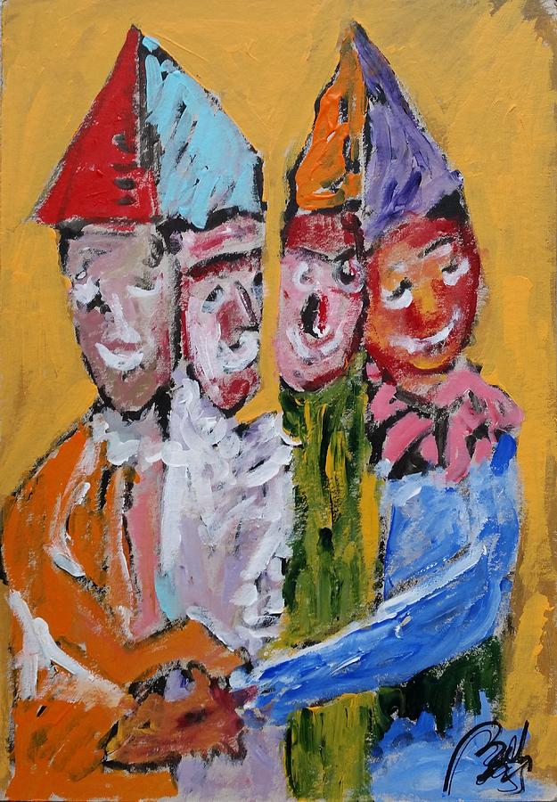 Four clowns Do we need a stability pact Satiric Paintings III Painting by Bachmors Artist