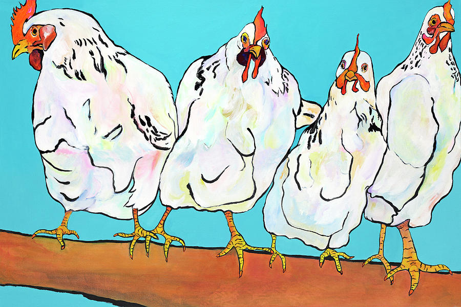 Four Clucks II Painting by Pat Saunders-White