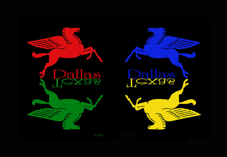 Four Color Dallas Pegasus Digital Art by Robert J Sadler