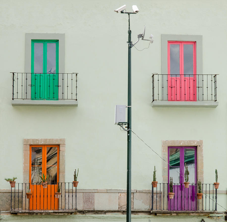 Camera Photograph - Four coloured doors. by Rob Huntley