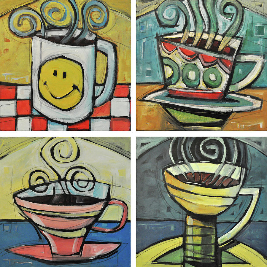 Four Cups of Coffee Painting by Tim Nyberg