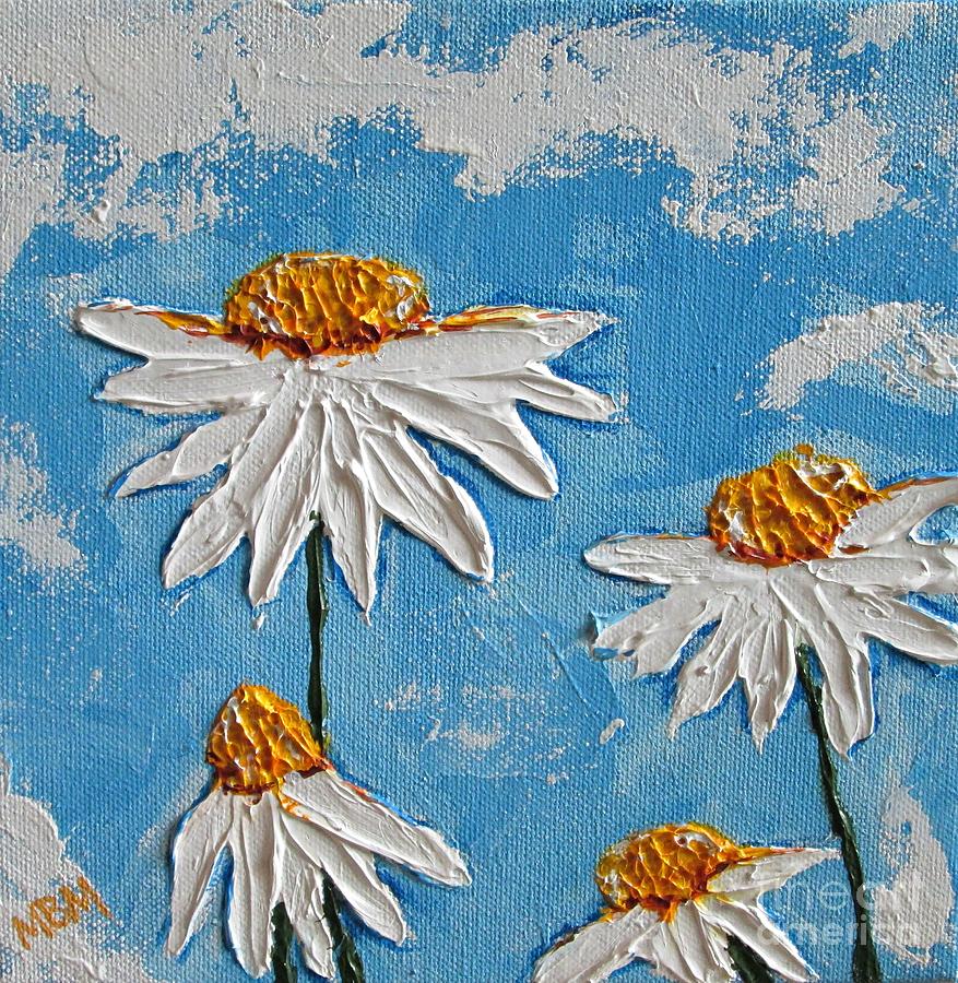 Four Daisies Painting by Mary Mirabal