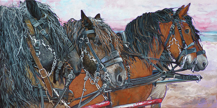 Four Draft Horses Painting by Nadi Spencer