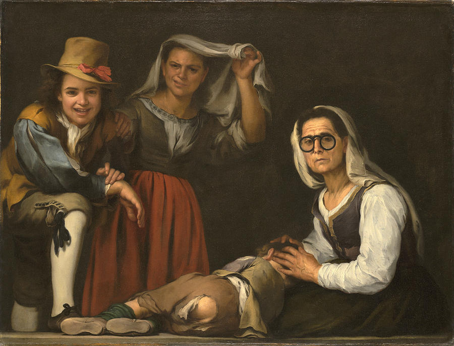 Four Figures on a Step Painting by Bartolome Esteban Murillo