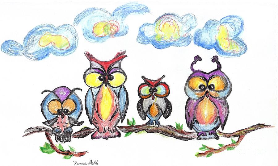 Four Friends  Drawing by Ramona Matei