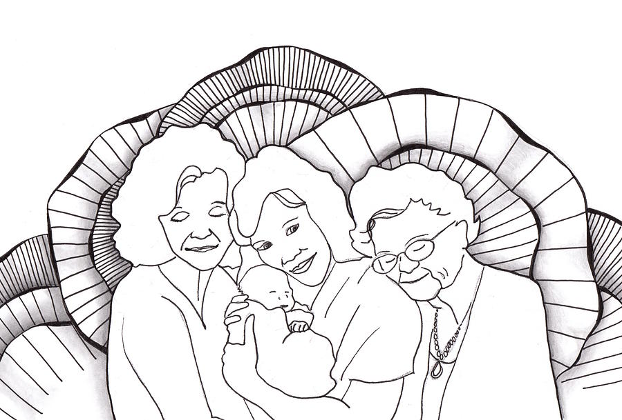 Four Generations Drawing by Jan Steinle