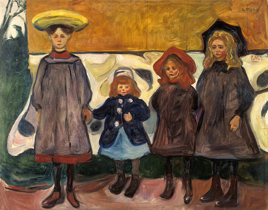 Four Girls in Asgardstrand Painting by Edvard Munch
