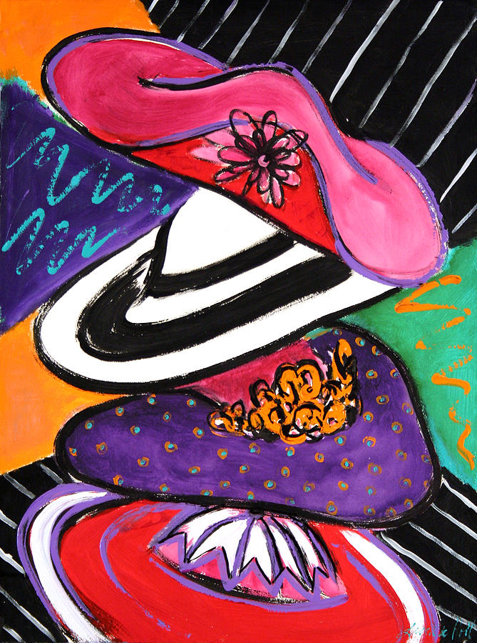 Four Hats Painting by Linda Holt
