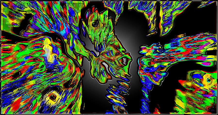 Four Hell Horses Green Digital Art by Joe Paradis