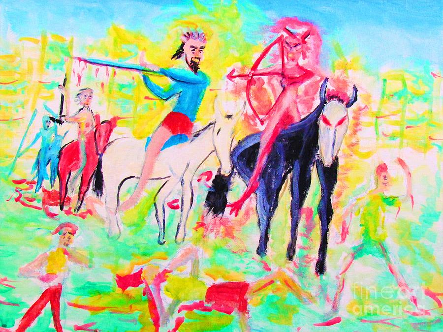 Four Horsemen Painting by Stanley Morganstein