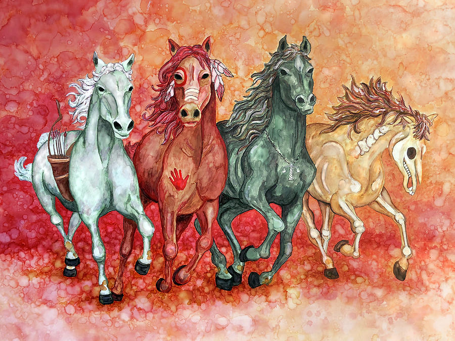 Wild Horses Painting - Four Horses of the Apocalypse by Jennifer Allison