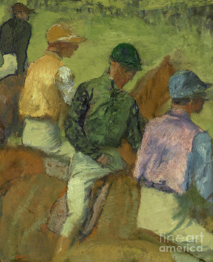 Edgar Degas Painting - Four Jockeys by Edgar Degas