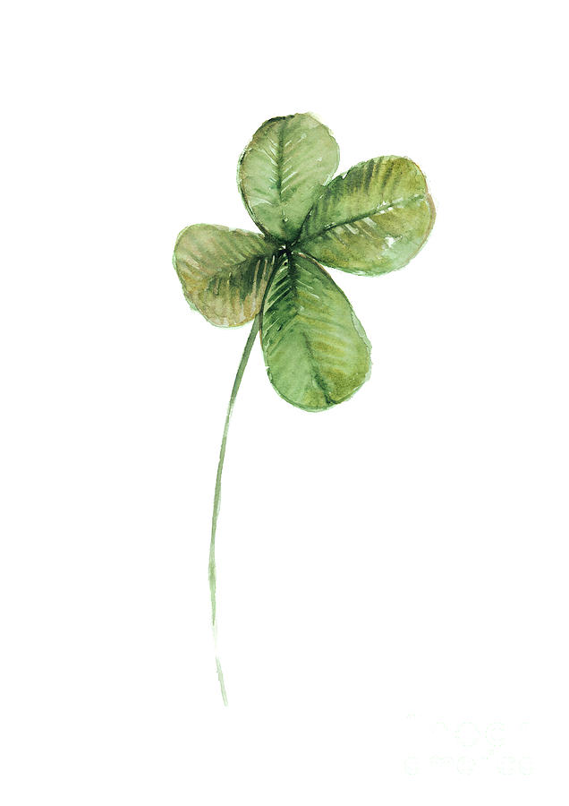 Flower Painting - Four leaf clover watercolor poster by Joanna Szmerdt