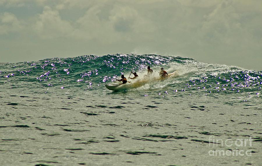 Four Man Outrigger Surfing Photograph by Craig Wood