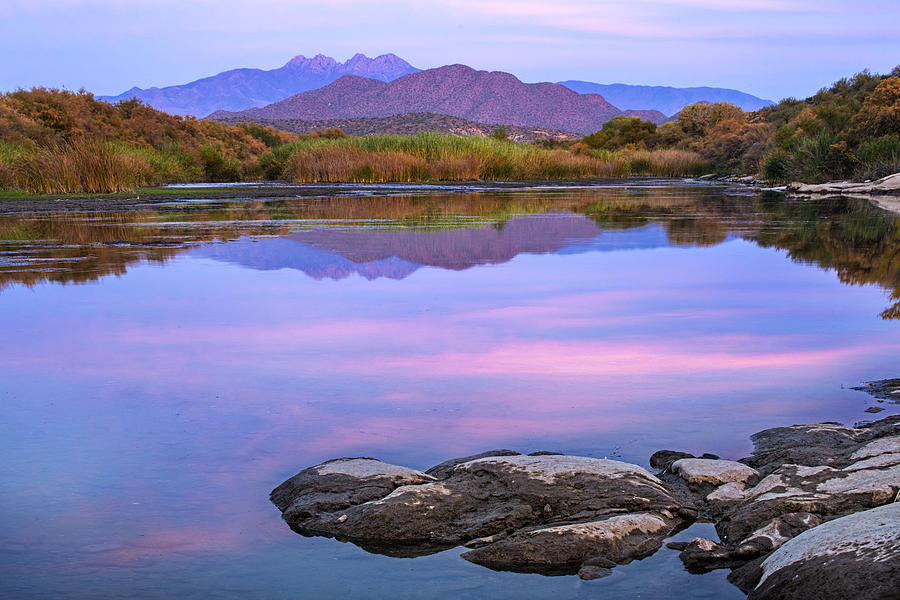 Four Peaks Reflections Photograph by Dave Dilli