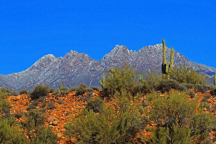 Four Peaks With Snow Over The Wash Bank. Photograph by Tom Janca