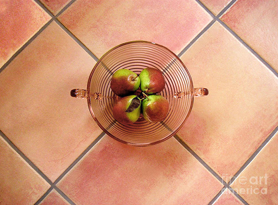 Four Pears In A Bowl On Tile Photograph by Lucyna A M Green