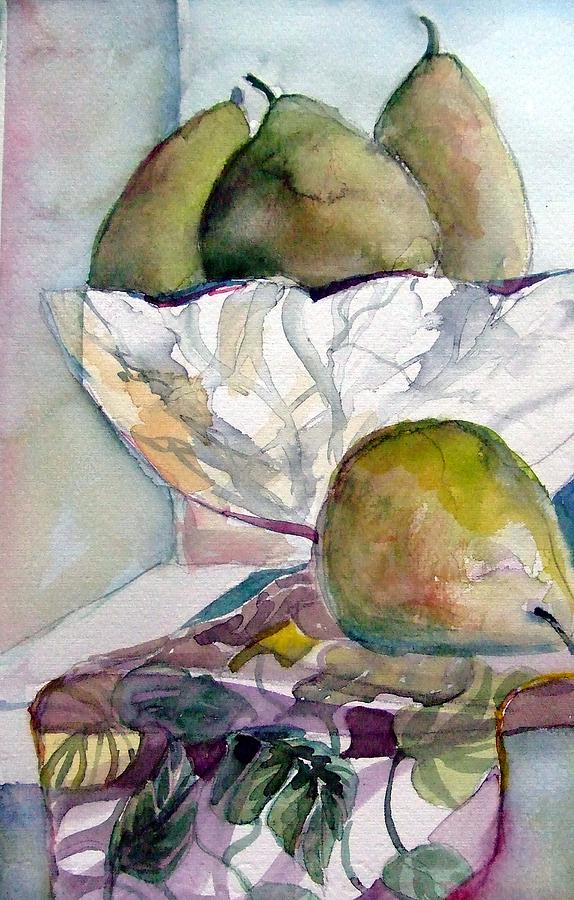 Pear Painting - Four Pears by Mindy Newman
