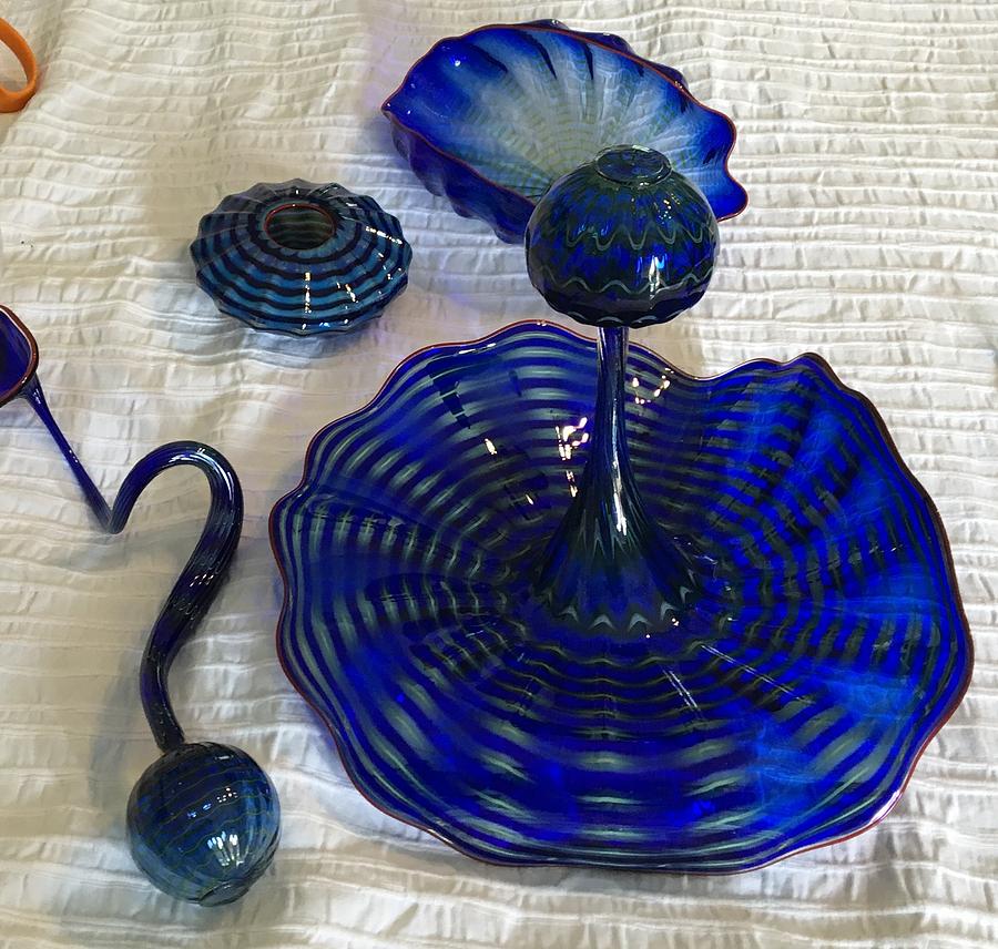 Four Piece Cobalt Glass Art by Dale Chihuly