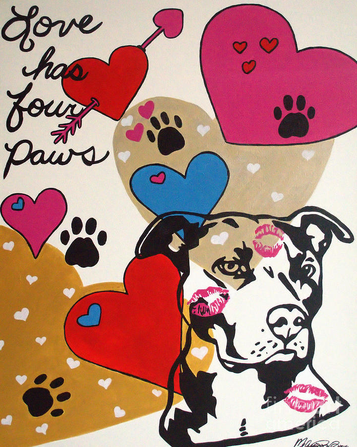 Dog Painting - Four Pitty Paws by Melissa Jacobsen