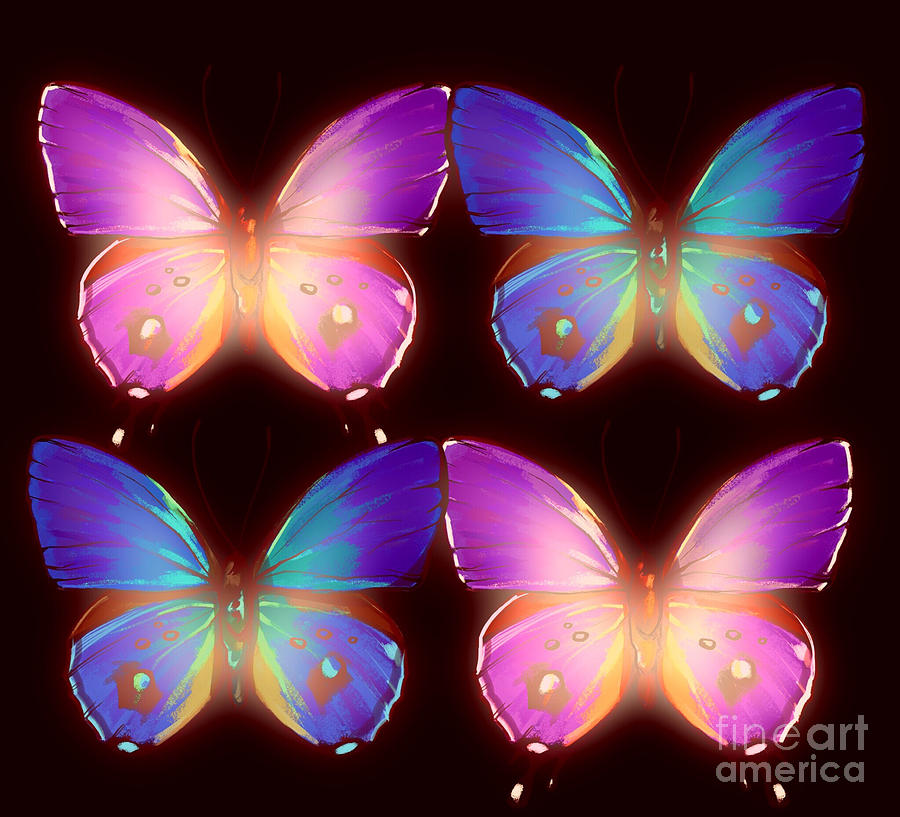 Four Pretty Butters Digital Art by Gayle Price Thomas