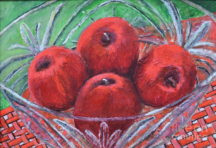 Four Red Apples Painting by Richard Wandell