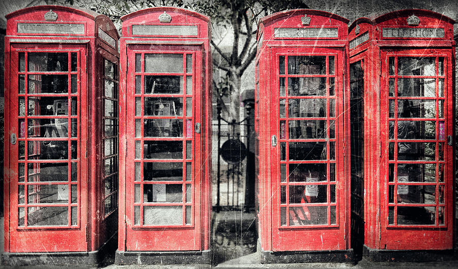 Four Red Telephone Boxes Photograph