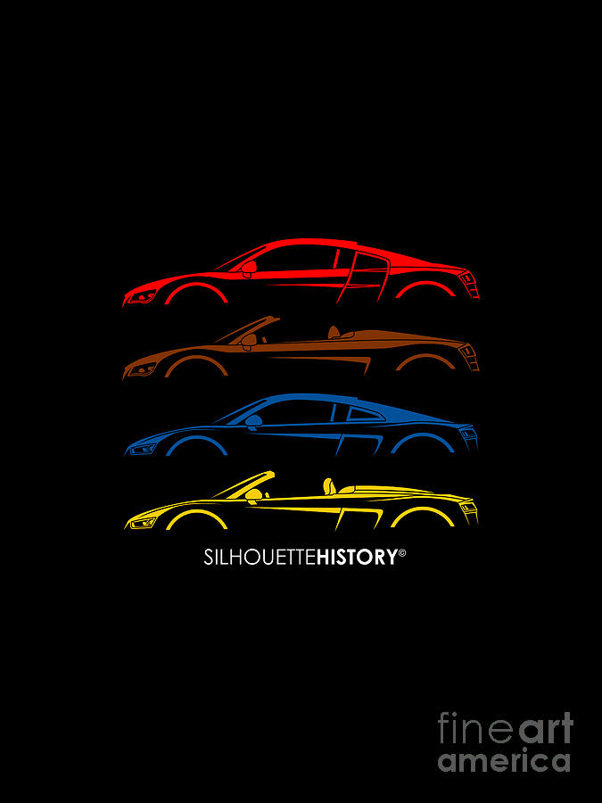 Four Ring Sports Car SilhouetteHistory Digital Art by Gabor Vida