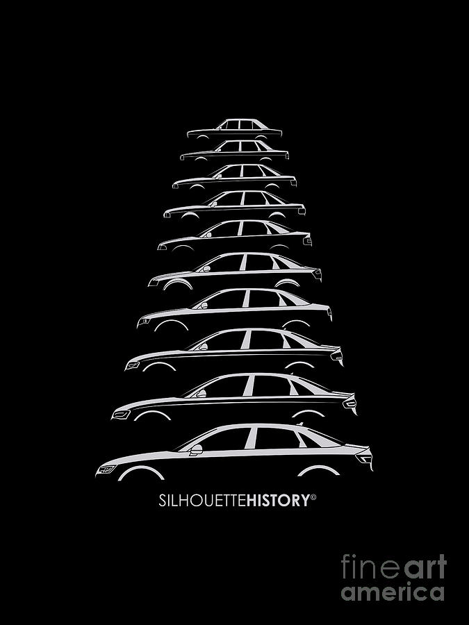 Car Digital Art - Four Rings Sedan SilhouetteHistory by Gabor Vida