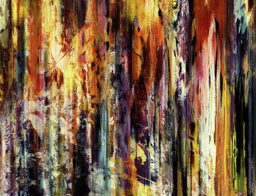 Autumn Abstract Mixed Media - Four Seasons In One Forest Abstract by Georgiana Romanovna