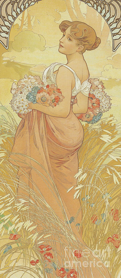 Alphonse Marie Mucha Painting - Four Seasons Summer, 1900 by Alphonse Marie Mucha