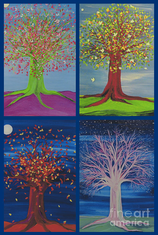 Four Seasons Trees by jrr Painting by First Star Art