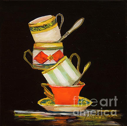 Four Stack Cups Painting by Pati Pelz