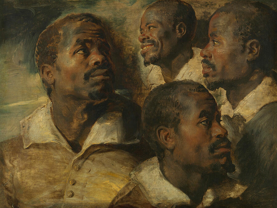 Four Studies of a Head of a Moor, from 1640 Painting by Peter Paul Rubens