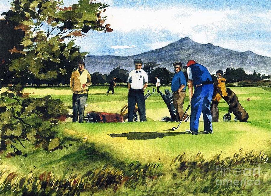 F 763  Fourball in Bray Painting by Val Byrne