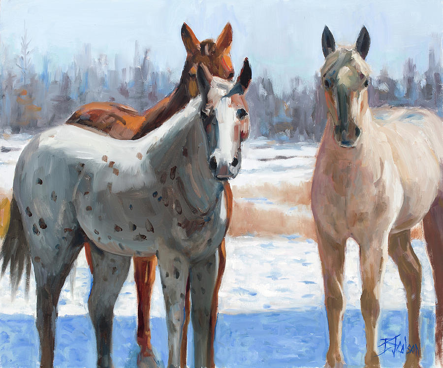 Horse Painting - Fours a Crowd by Billie Colson