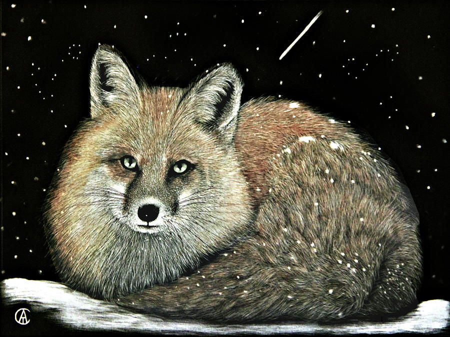 Fox Painting by Angie Cockle