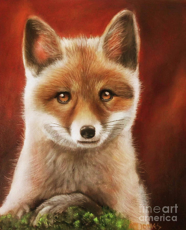 Fox Cub Painting By Adrian Jones