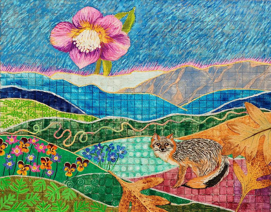 Flower Painting - Fox Encounter by Sandy Thurlow