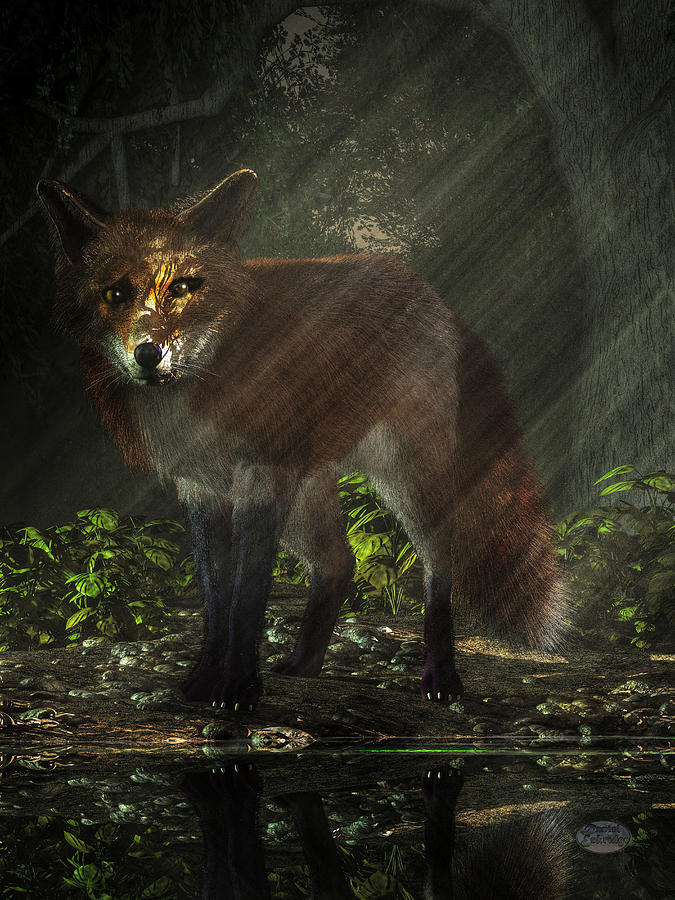 Wildlife Digital Art - Fox in the Deep Forest by Daniel Eskridge