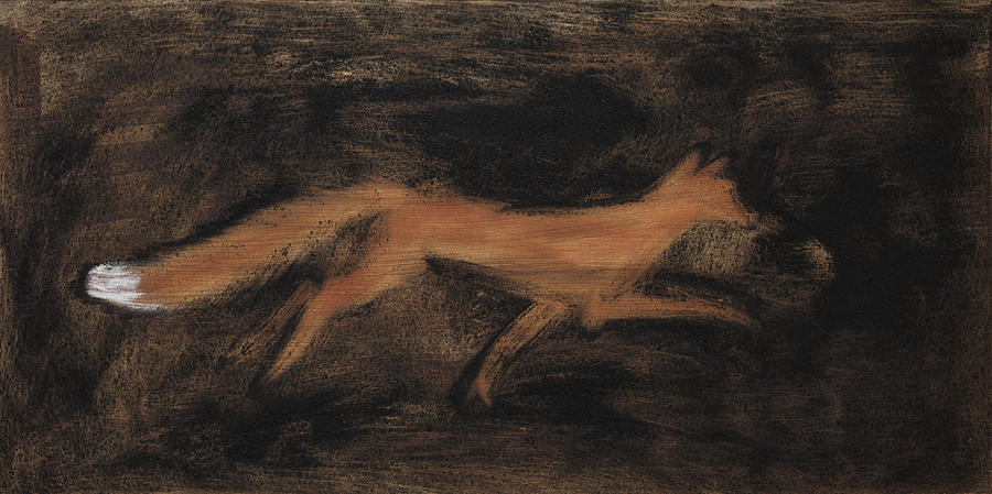 Fox in the night Painting by Sophy White