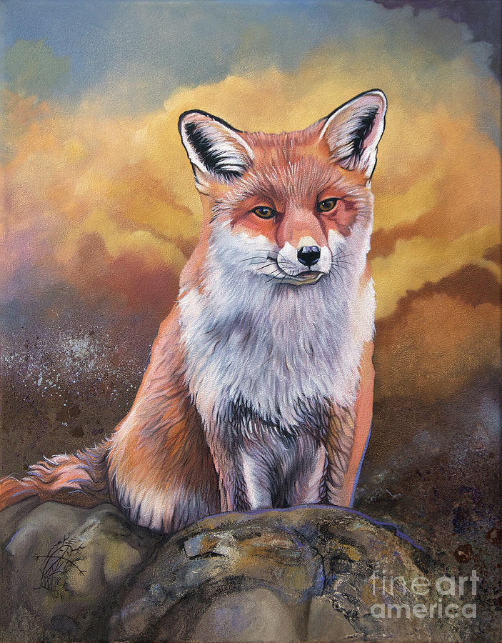 Wildlife Painting - Fox knows by J W Baker