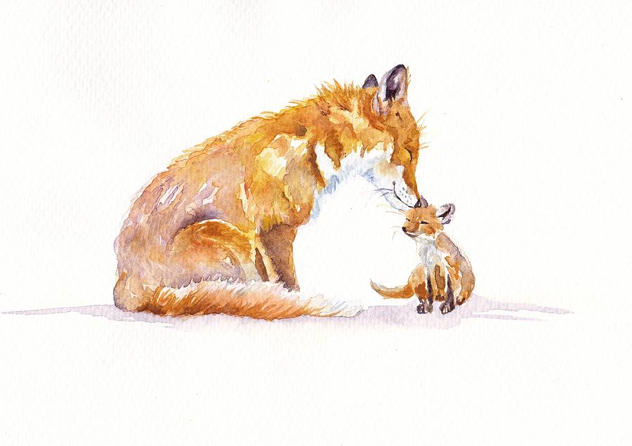 Fox Love Painting by Debra Hall