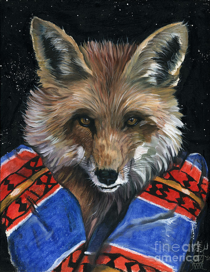 Fox Medicine Painting by J W Baker