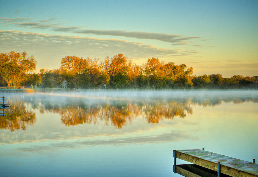 Fox River Above McHenry Dam at Sunrise Photograph by Roger Passman