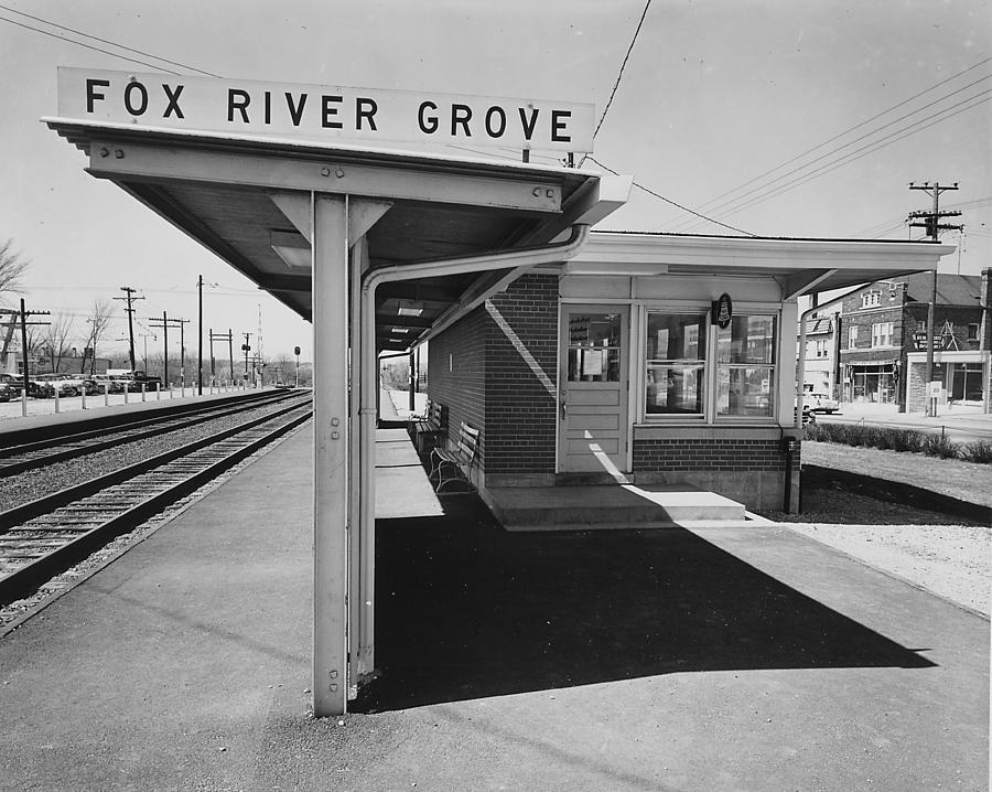 Fox River Grove Depot in Illinois - 1961 Photograph by Chicago and North Western Historical Society