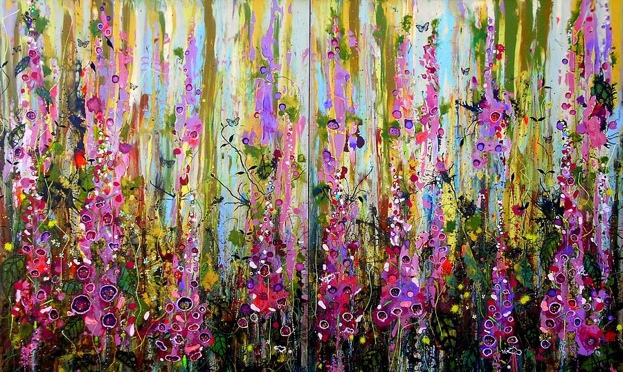 Foxgloves Large Painting Painting by Angie Wright