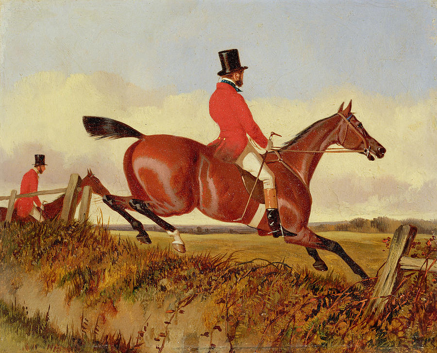Sports Photograph - Foxhunting - Clearing a Bank by John Dalby
